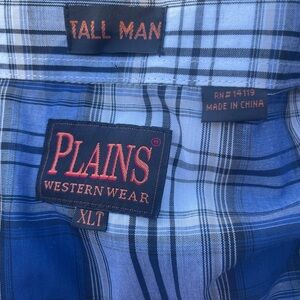 Long sleeve blue white plaid shirt